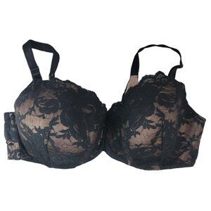 Torrid Full Coverage Bra Black 42DDD Underwire Lightly Lined Exploded Floral